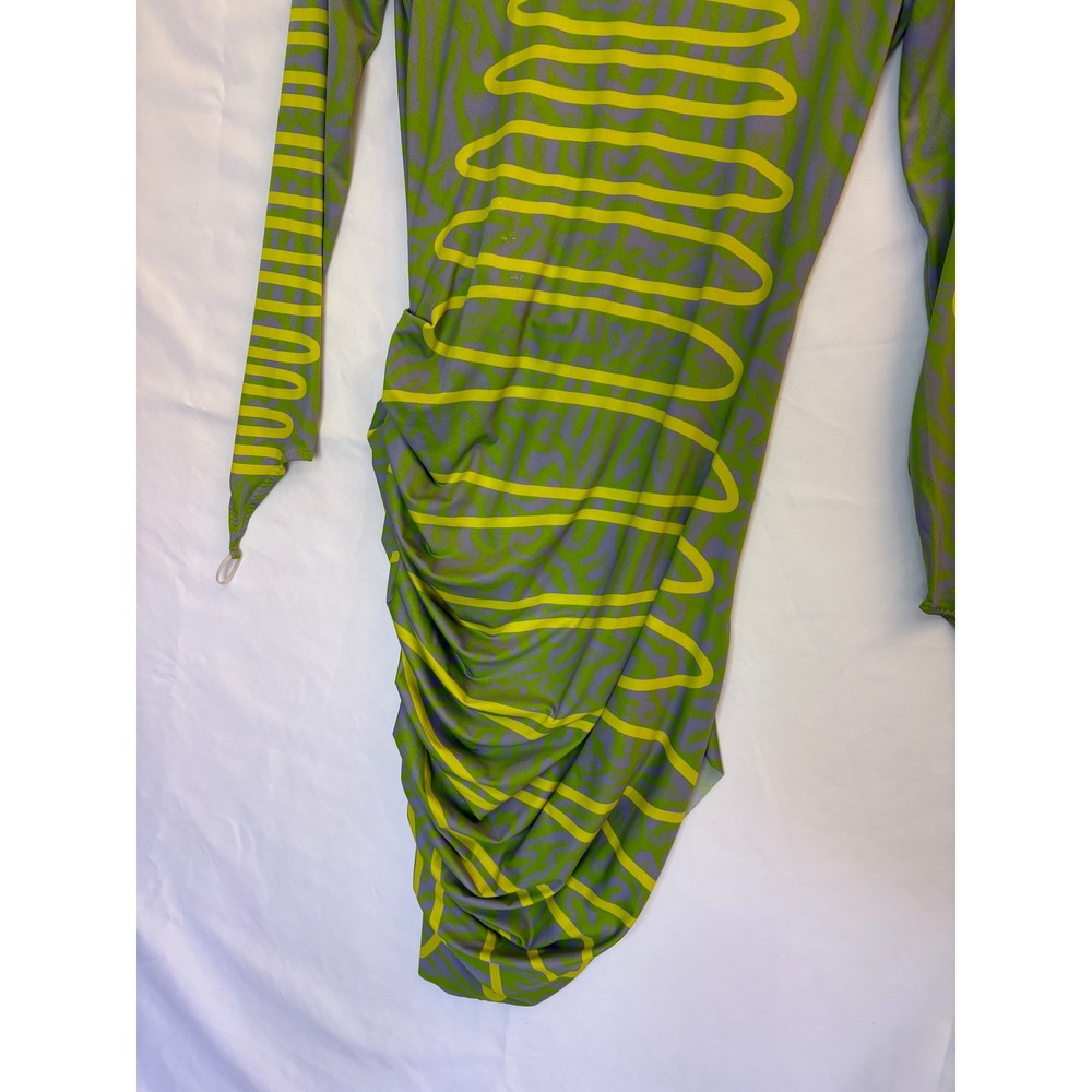 Maisie Wilen Orbit City Midi Dress Medium Green Long Sleeve Stretch USA - Picture 2 of 10